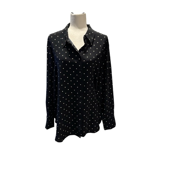 H&M Black Polka Dot Women's Button Front Top size XL - Picture 1 of 5